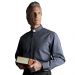 Camicia sacerdote Clergy manica lunga puro cotone fil à fil - art. 201