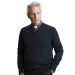 Pullover uomo con collo a V manica lunga in pura lana
