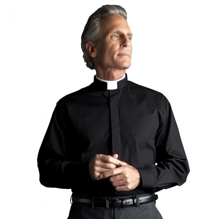 Camicia sacerdote Romano manica lunga in misto cotone - art. 152