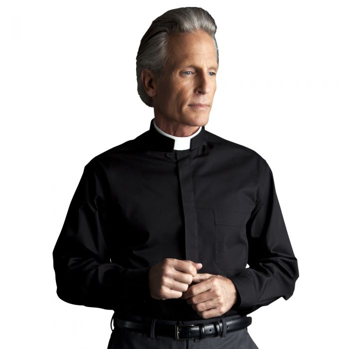 Camicia sacerdote Romano manica lunga puro cotone - art. 155