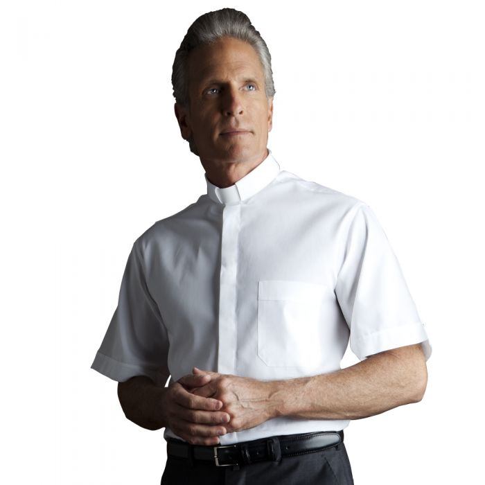Camicia sacerdote Clergy SLIM a manica corta cotone stretch - art. 226