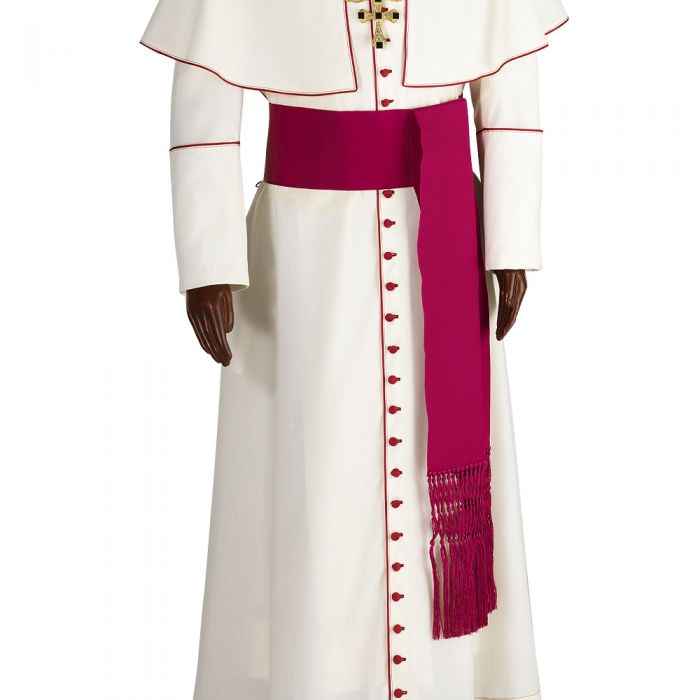 Fascia per veste talare h 15 cm con frangia in misto seta paonazzo