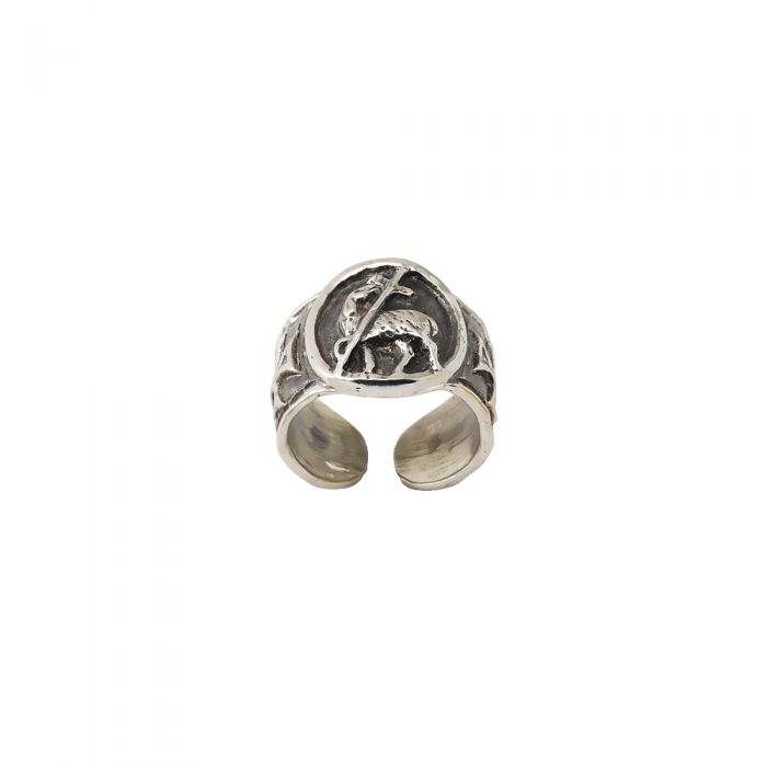 Anello vescovile simbolo AGNELLO art. 6092 in Argento 925 anticato