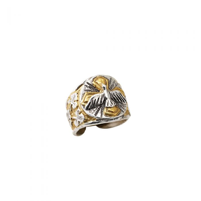 Anello vescovile simbolo COLOMBA art. 6094 in Argento 925 bicolore