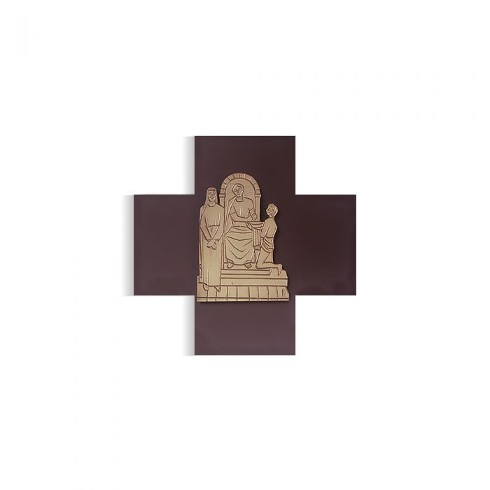 Via Crucis con legno - art. VCR 25x25 L - finitura dorata