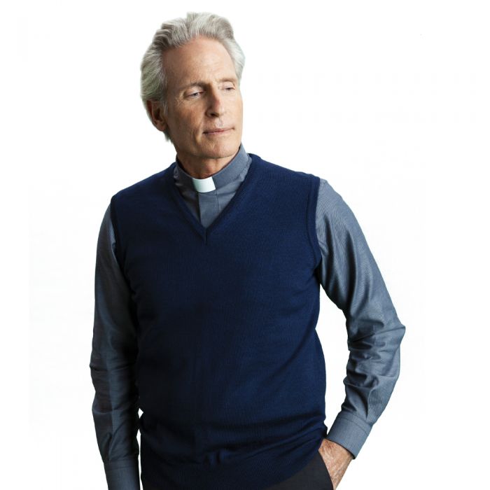 Gilet uomo con collo a V in misto lana