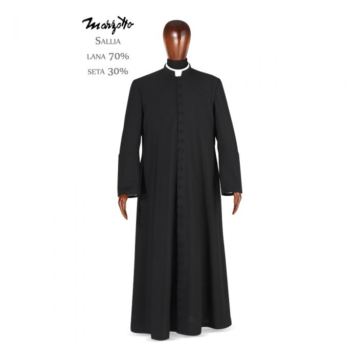 Veste talare in lana e seta - art.7480 nero