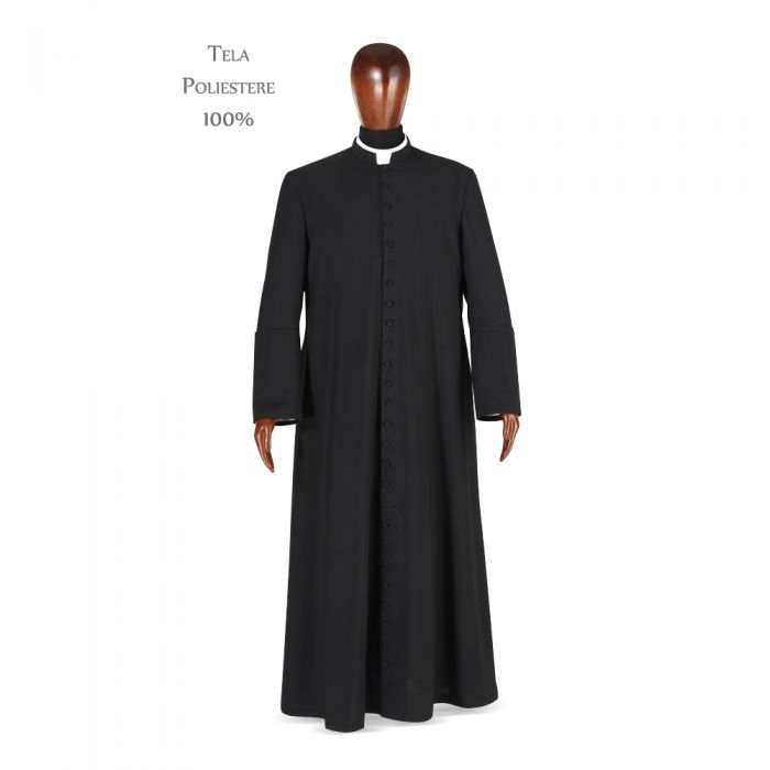 Veste talare tela vaticana fine poliestere - art.1010 nero