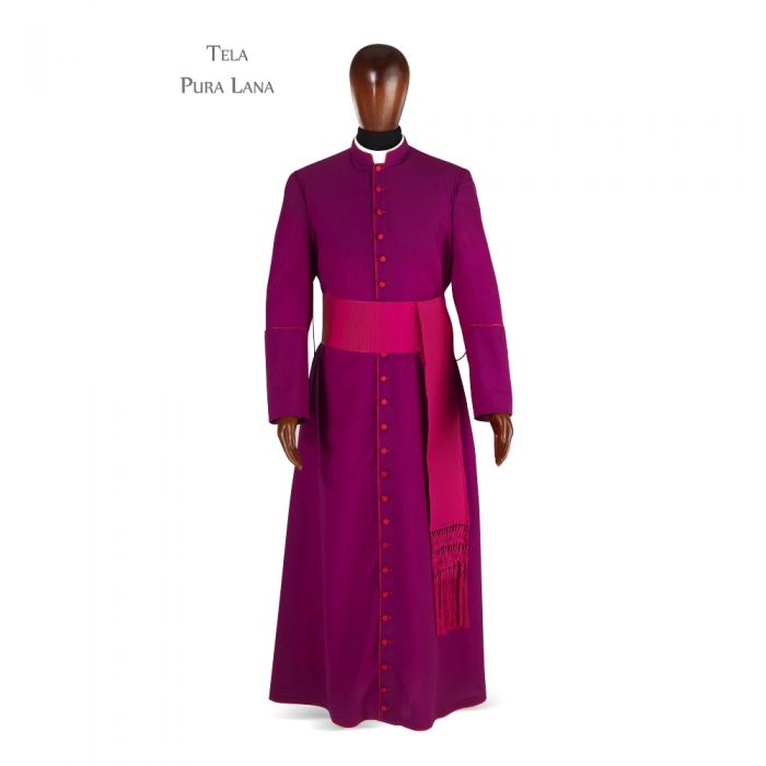 Veste talare tela in fresca pura lana - art.2260 paonazzo