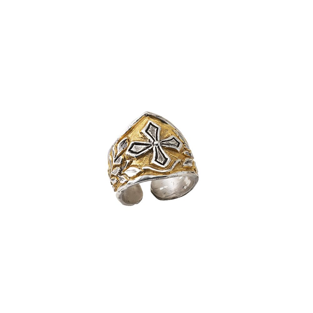 Anello vescovile simbolo CROCE art. 6093 in Argento 925 bicolore