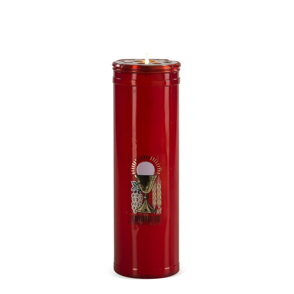 Cerone liturgico bianco plastica rossa 19 cm Diametro 6,5 cm - 1720095 